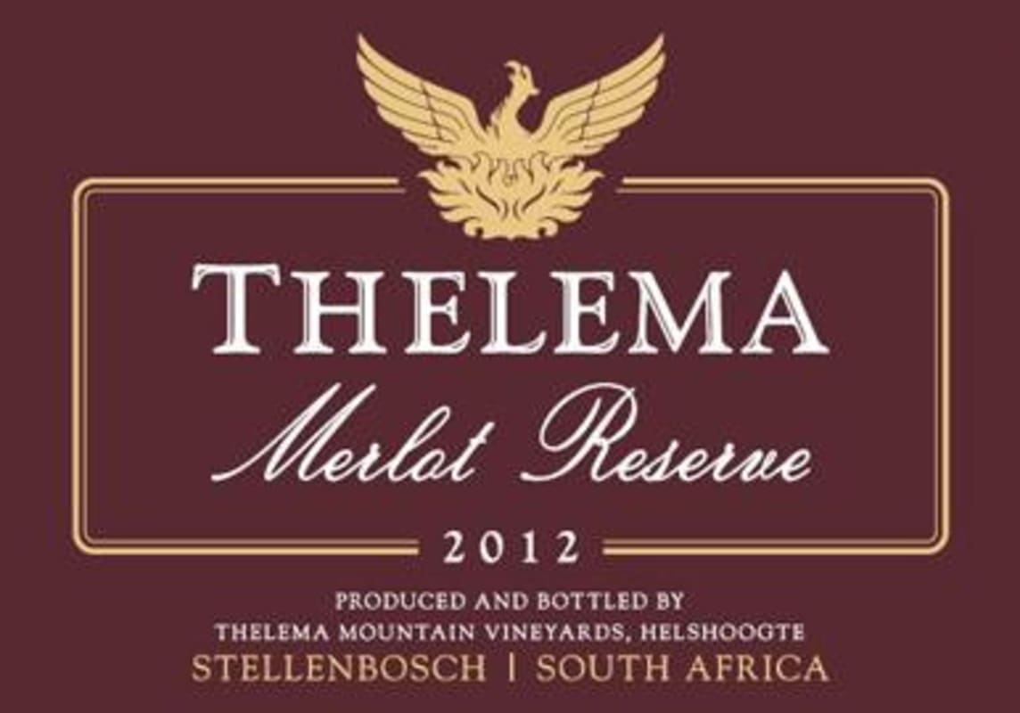 Thelema Reserve Merlot 2012 Front Label