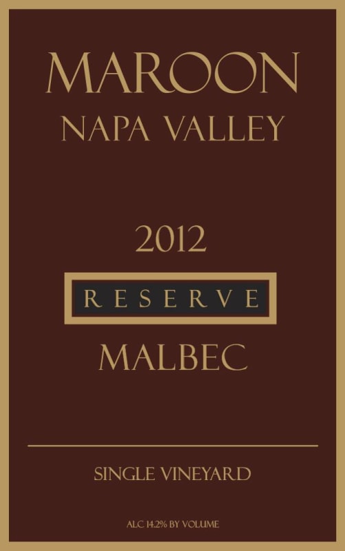 Maroon Reserve Single Vineyard Malbec 2012 Front Label