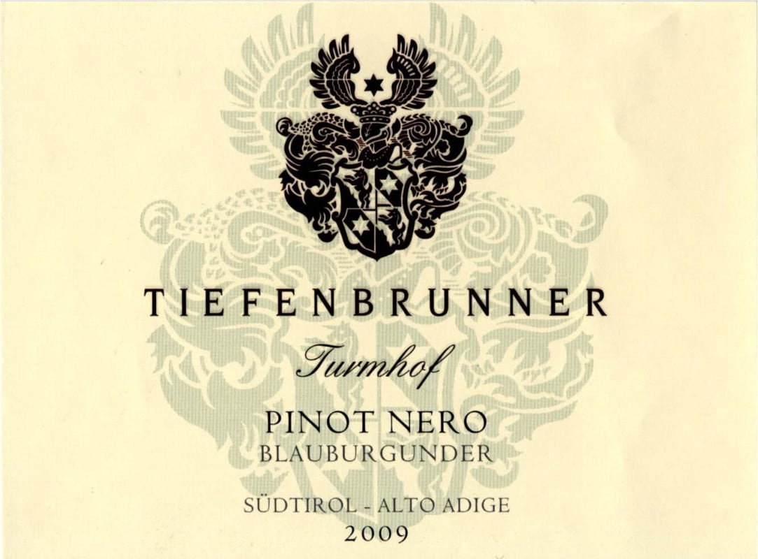 Tiefenbrunner Sudtirol - Alto Adige Pinot Nero Blauburgunder 2009 Front Label