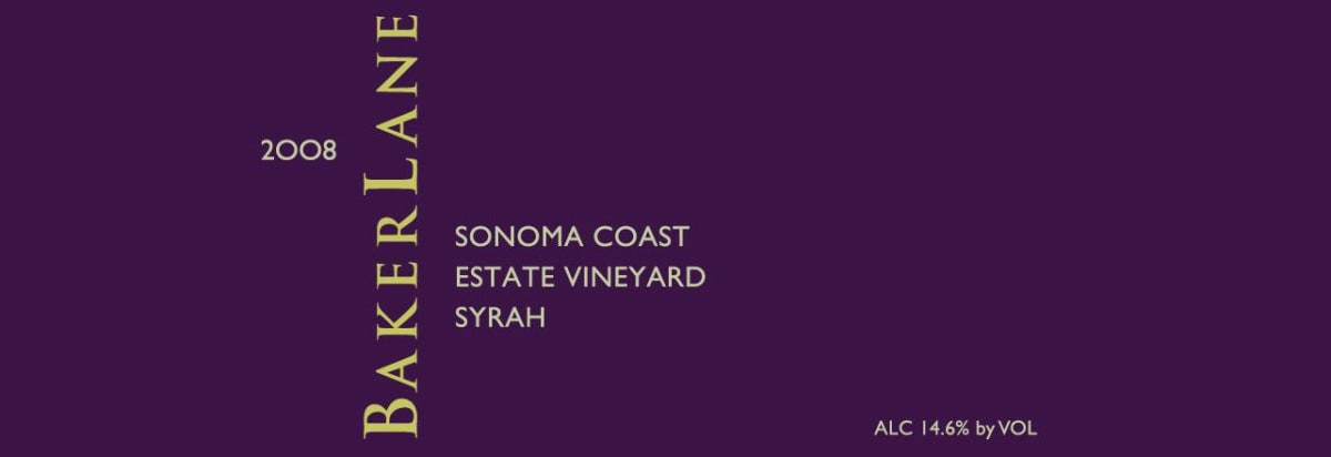 Baker Lane Estate Vineyard Syrah 2008 Front Label