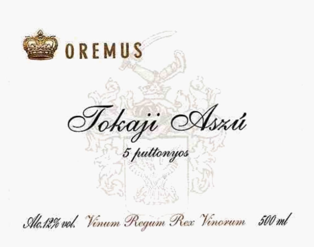 Oremus Tokaji Aszu 5 Puttonyos 2000 Front Label