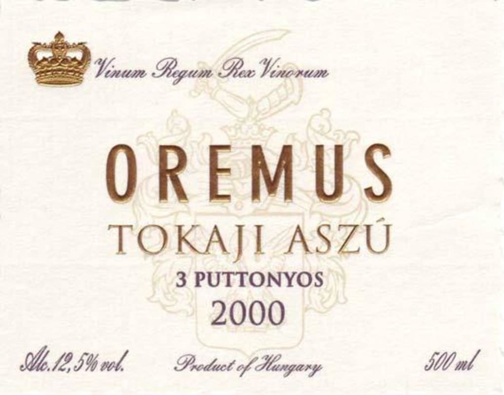 Oremus Tokaji Aszu 3 Puttonyos 2000 Front Label