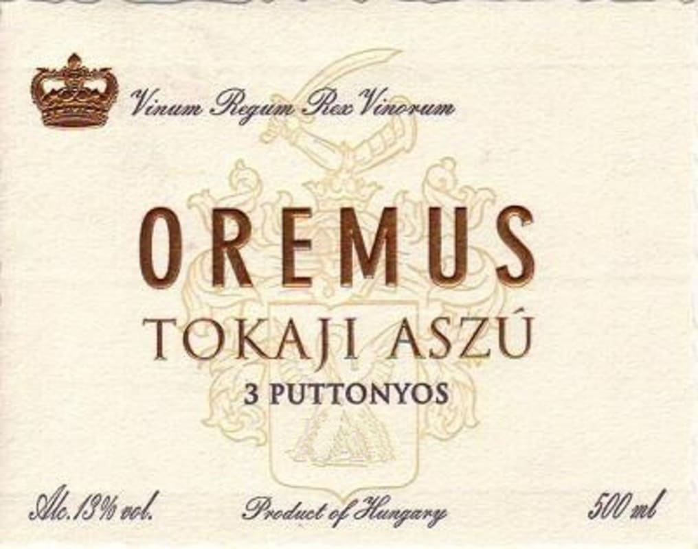 Oremus Tokaji Aszu 3 Puttonyos 2008 Front Label