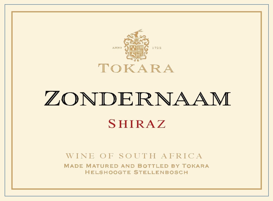 Tokara Zondernaam Shiraz 2004 Front Label