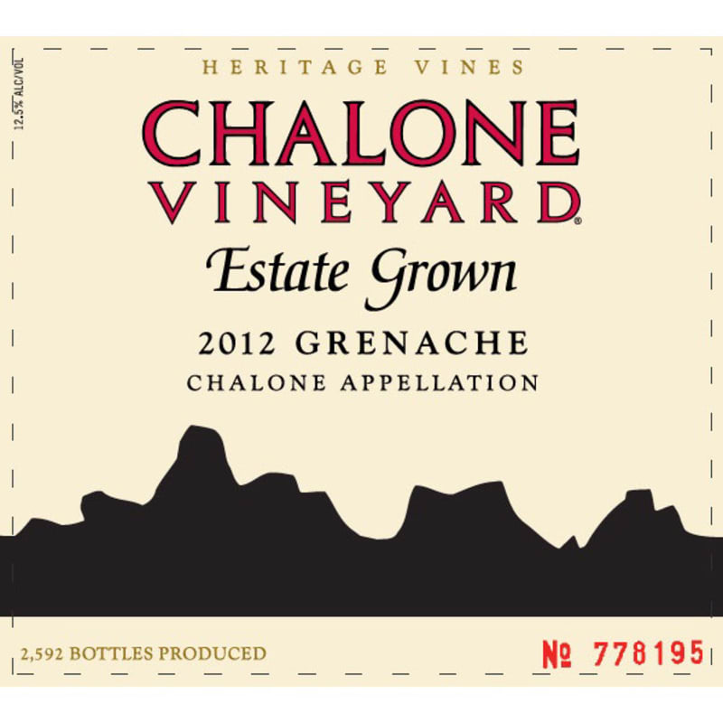 Chalone Grenache 2012 Front Label