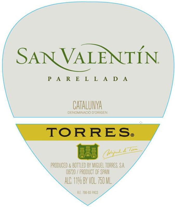 Torres San Valentin Parellada 2012 Front Label