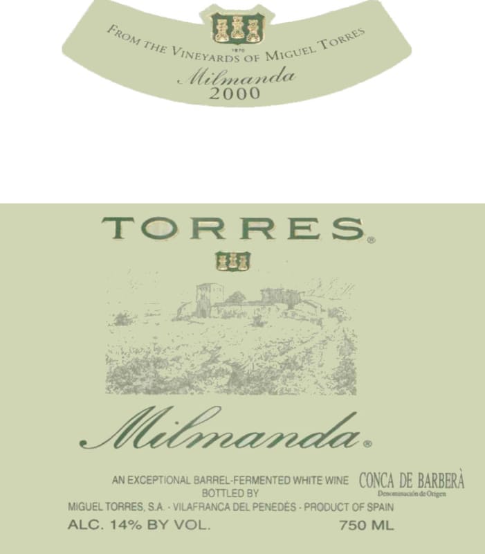 Torres Milmanda White 2000 Front Label