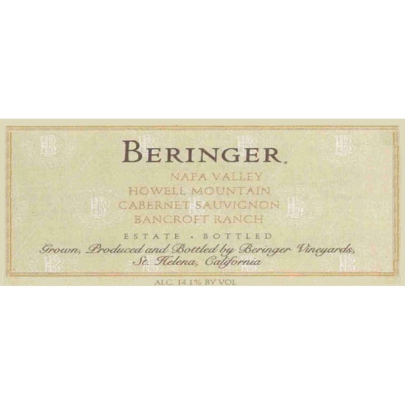 Beringer Bancroft Ranch Cabernet Sauvignon 2001 Front Label