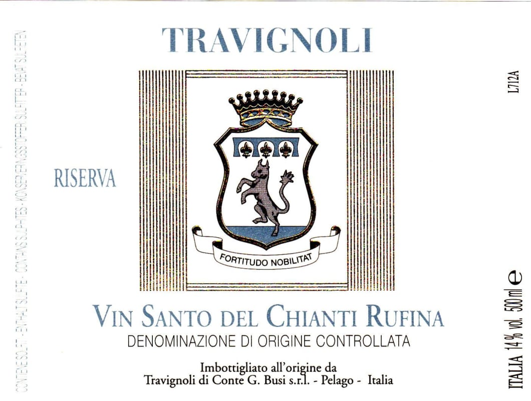 Villa Travignoli Vin Santo del Chianti Rufina Riserva 2009 Front Label