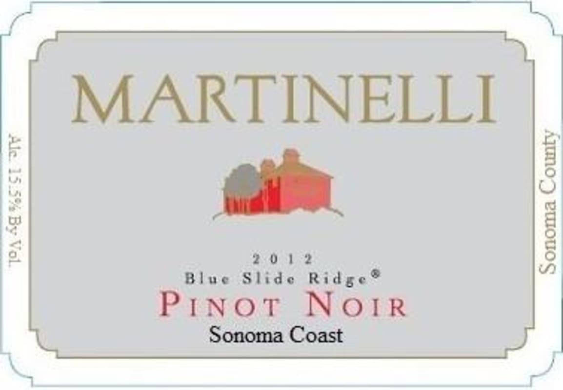 Martinelli Blue Slide Ridge Pinot Noir 2012 Front Label