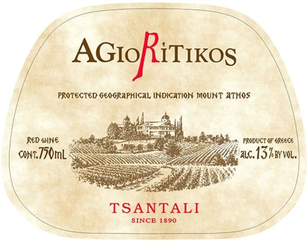 Tsantali Agioritikos Macedonia Red 2014 Front Label
