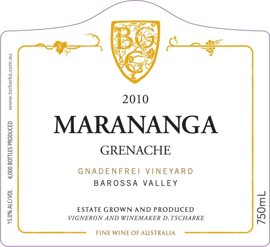 Tscharke Grounds Collection Marananga Gnadenfrei Vineyard Grenache 2010 Front Label