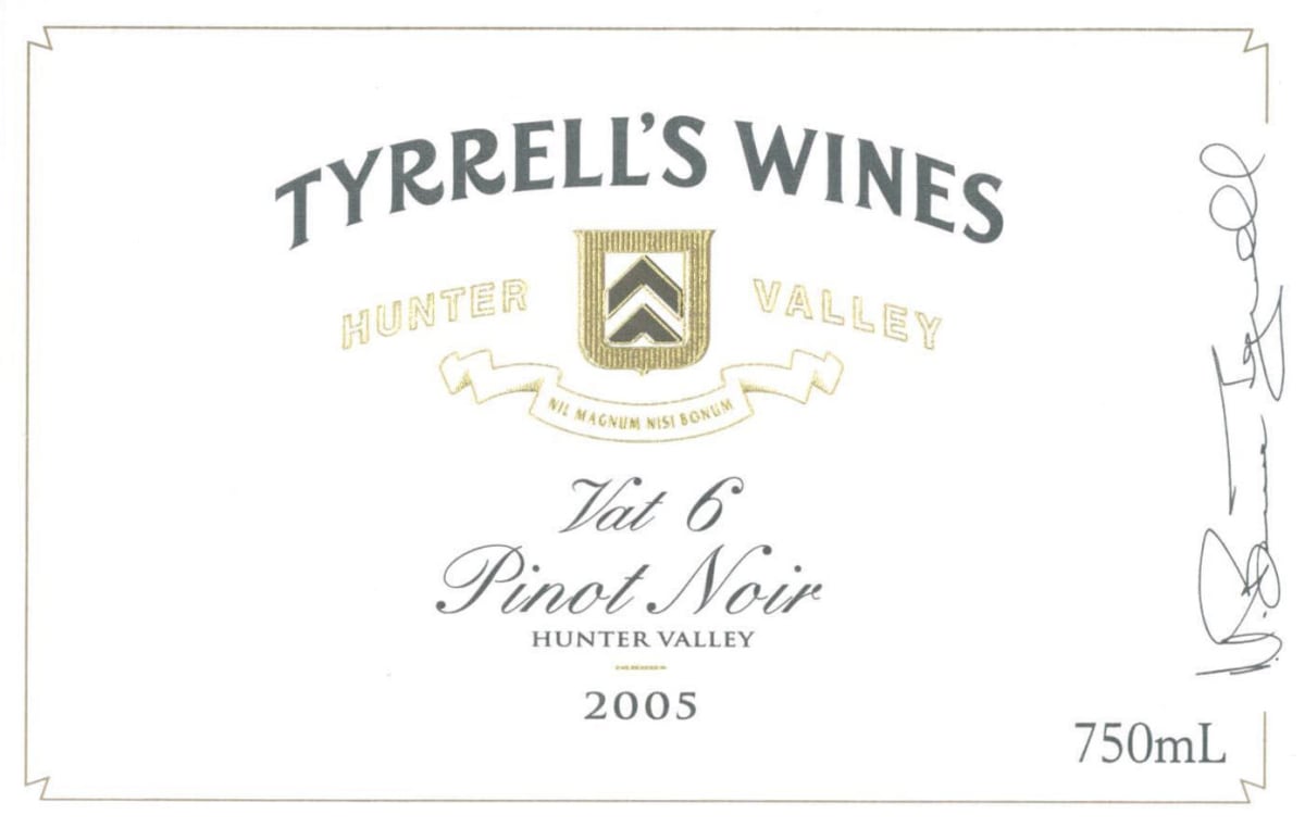 Tyrrell's Vat 6 Pinot Noir 2005 Front Label