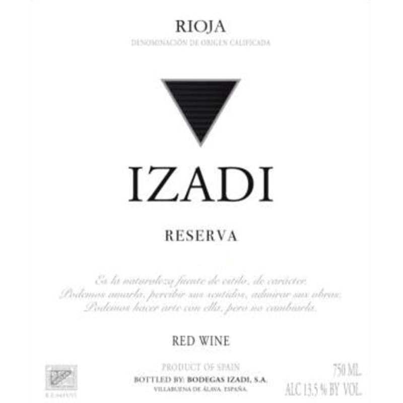 Bodegas Izadi Rioja Reserva 2012 Front Label