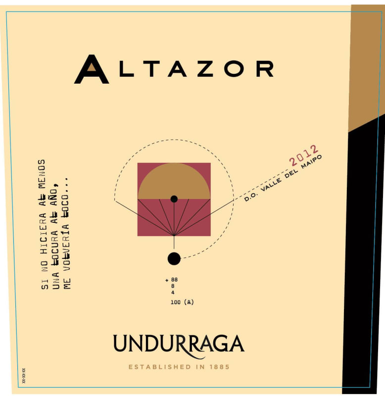 Undurraga Altazor Red 2012 Front Label