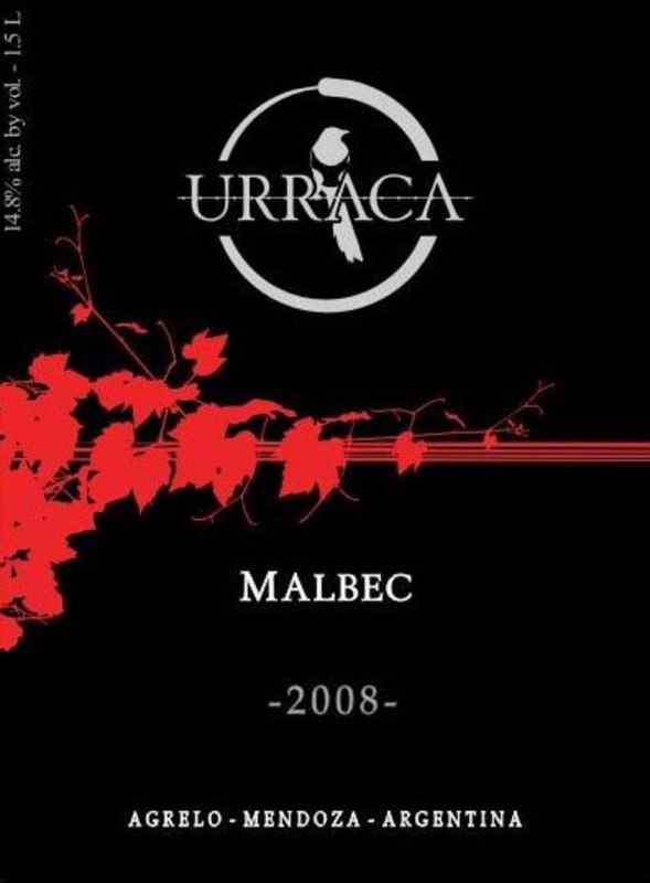 Urraca Malbec 2008 Front Label
