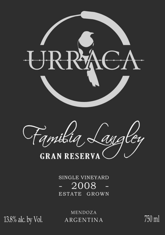 Urraca Familia Langley Gran Reserva 2008 Front Label