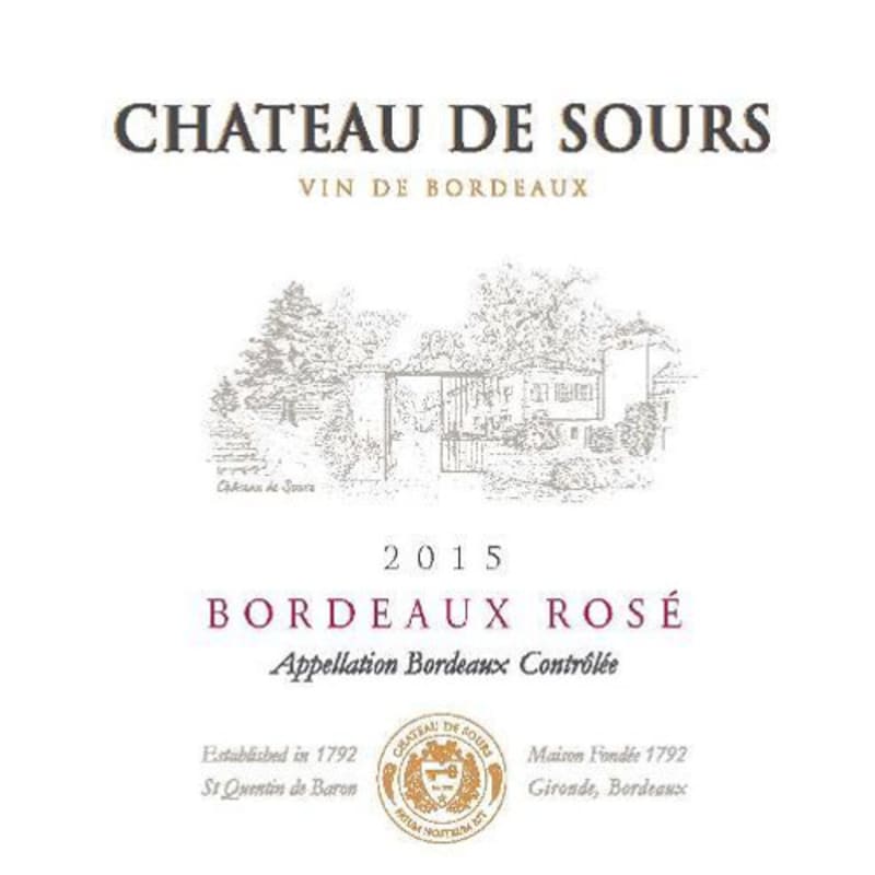 Chateau de Sours Bordeaux Rose 2015 Front Label