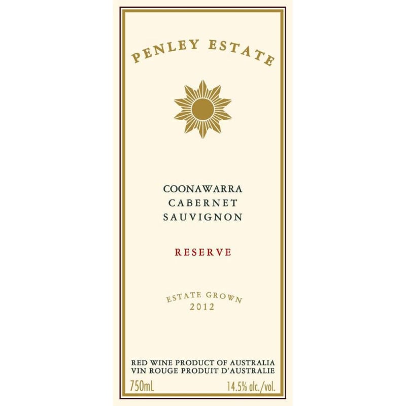Penley Reserve Cabernet Sauvignon 2012 Front Label