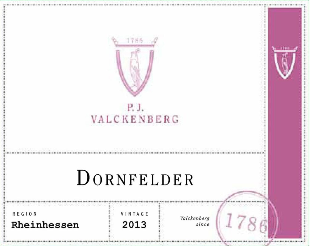 Valckenberg Dornfelder 2013 Front Label