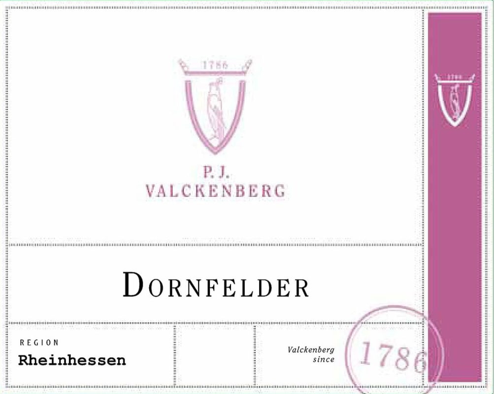 Valckenberg Dornfelder 2015 Front Label