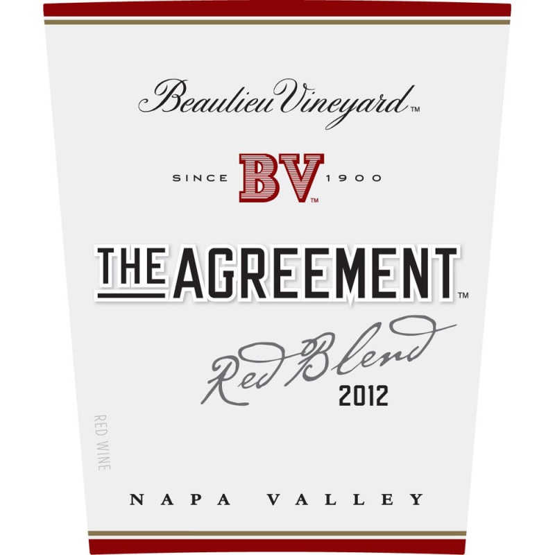 Beaulieu Vineyard The Agreement Red 2012 Front Label