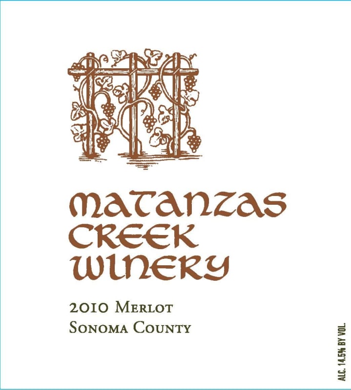 Matanzas Creek Sonoma County Merlot 2010 Front Label