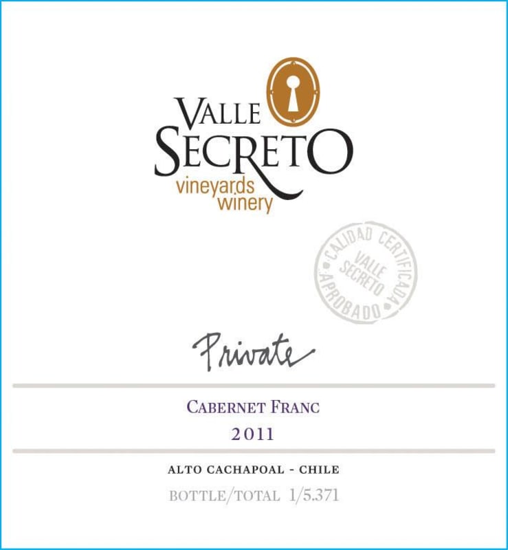 Valle Secreto Private Cabernet Franc 2011 Front Label