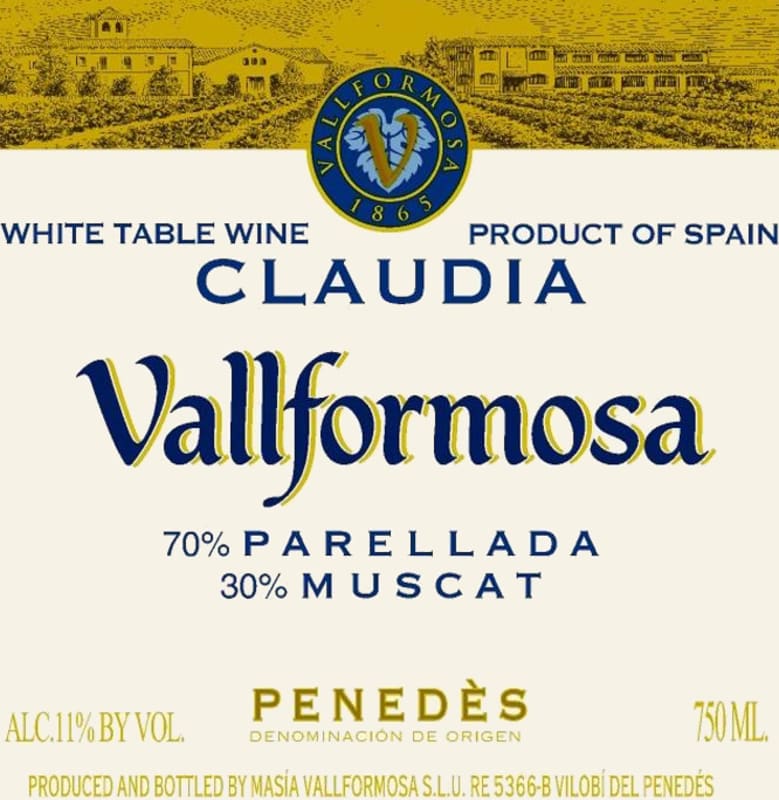 Vallformosa Claudia 2009 Front Label