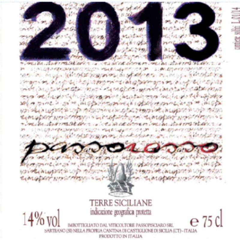 Passopisciaro Passorosso 2013 Front Label