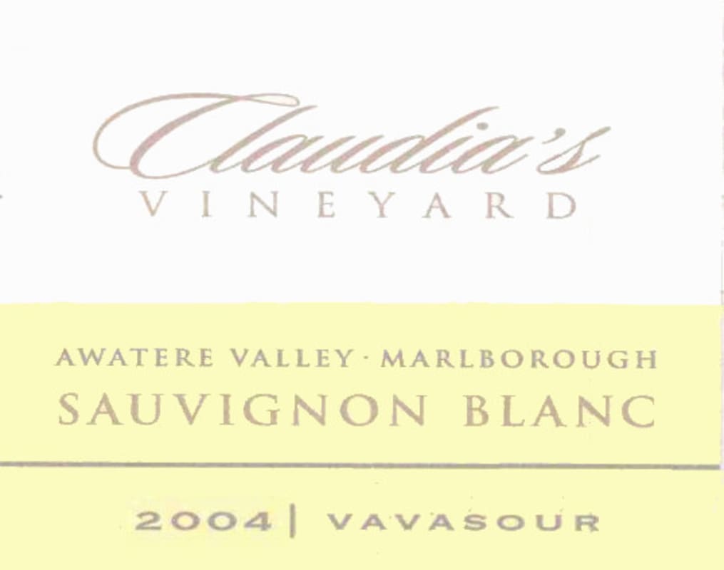 Vavasour Claudia's Vineyard Sauvignon Blanc 2004 Front Label