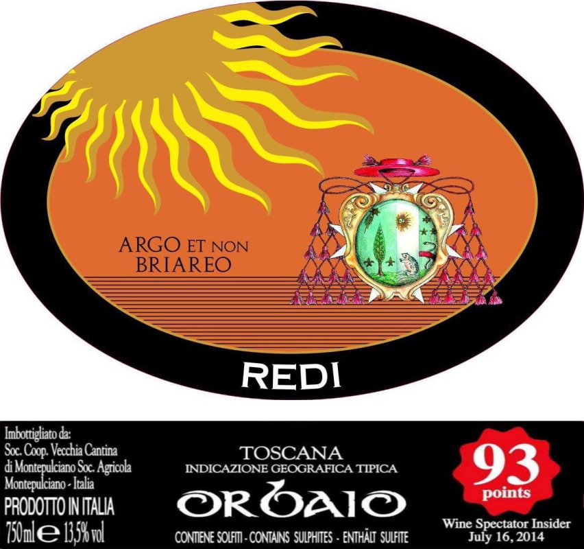 Vecchia Cantina Toscana Cantina del Redi Orbaio 2011 Front Label