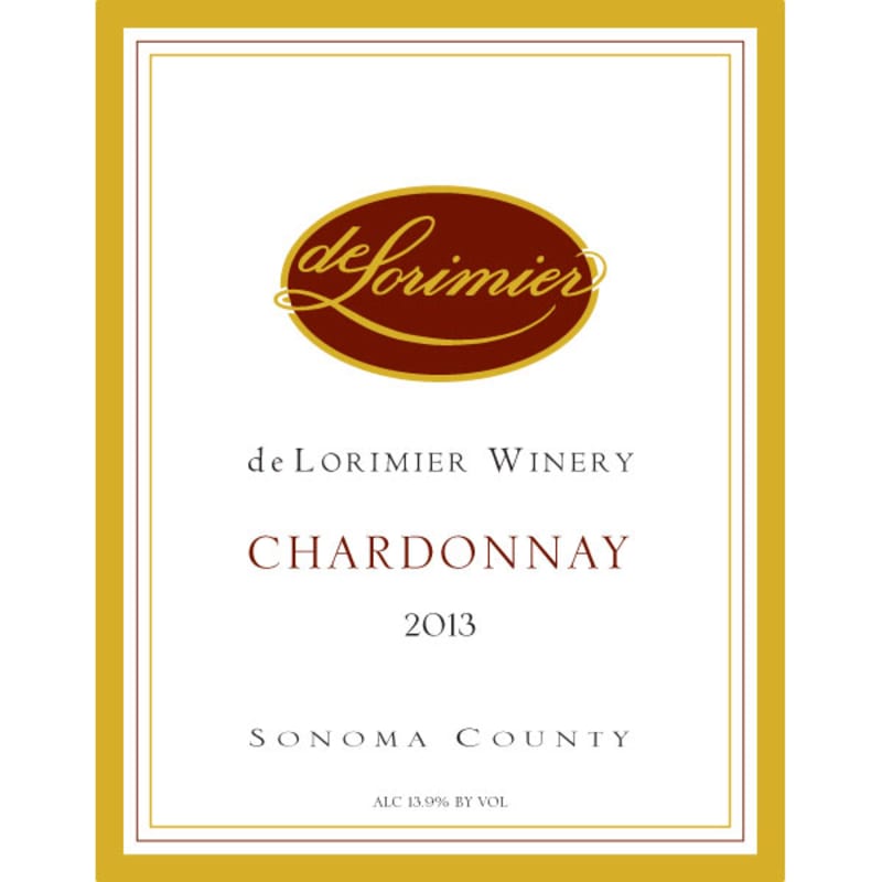 deLorimier Alexander Valley Chardonnay 2013 Front Label