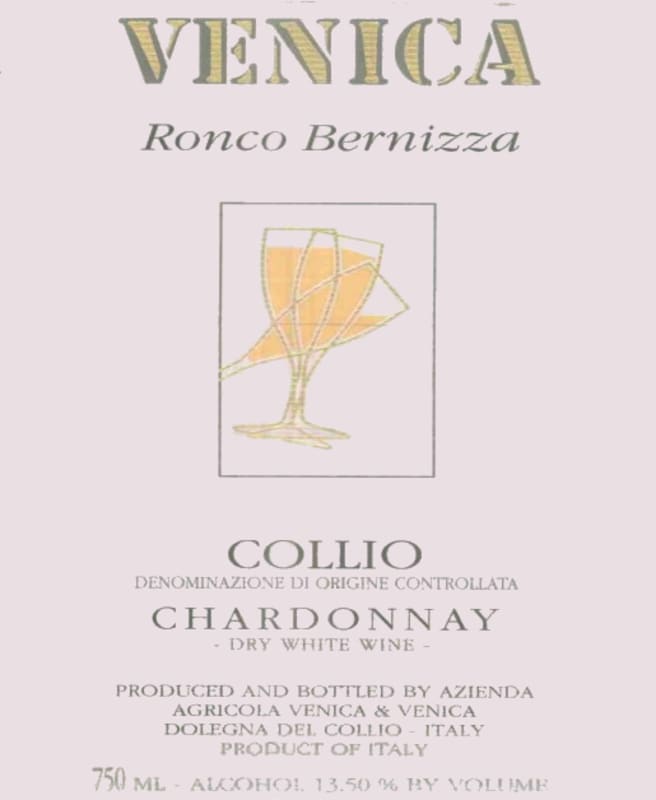 Venica & Venica Collio Ronco Bernizza Chardonnay 2015 Front Label