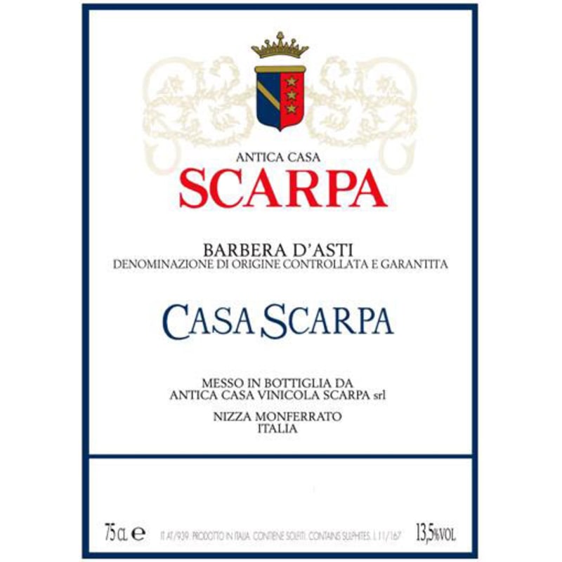 Scarpa Casa Scarpa Barbera d'Asti 2012 Front Label