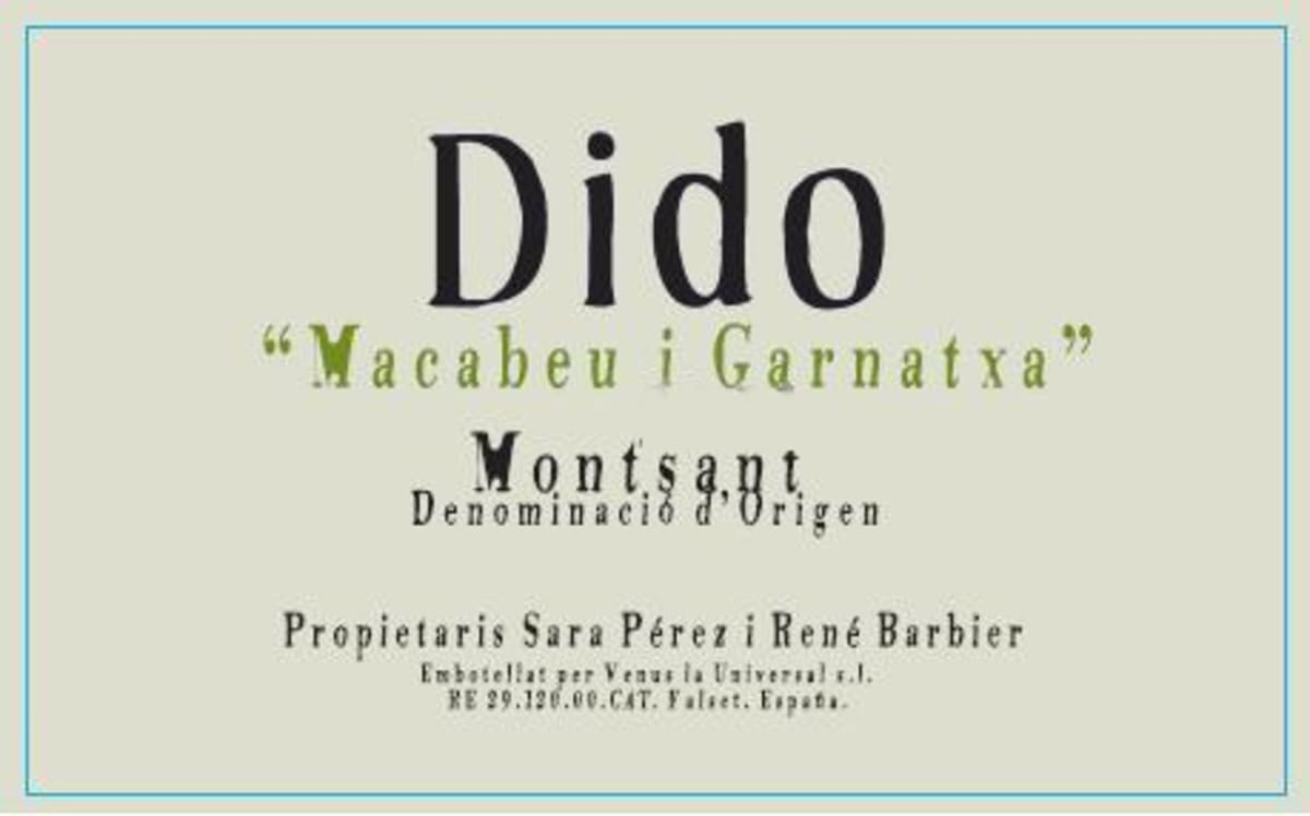 Venus La Universal Dido Macabeu Garnatxa 2012 Front Label
