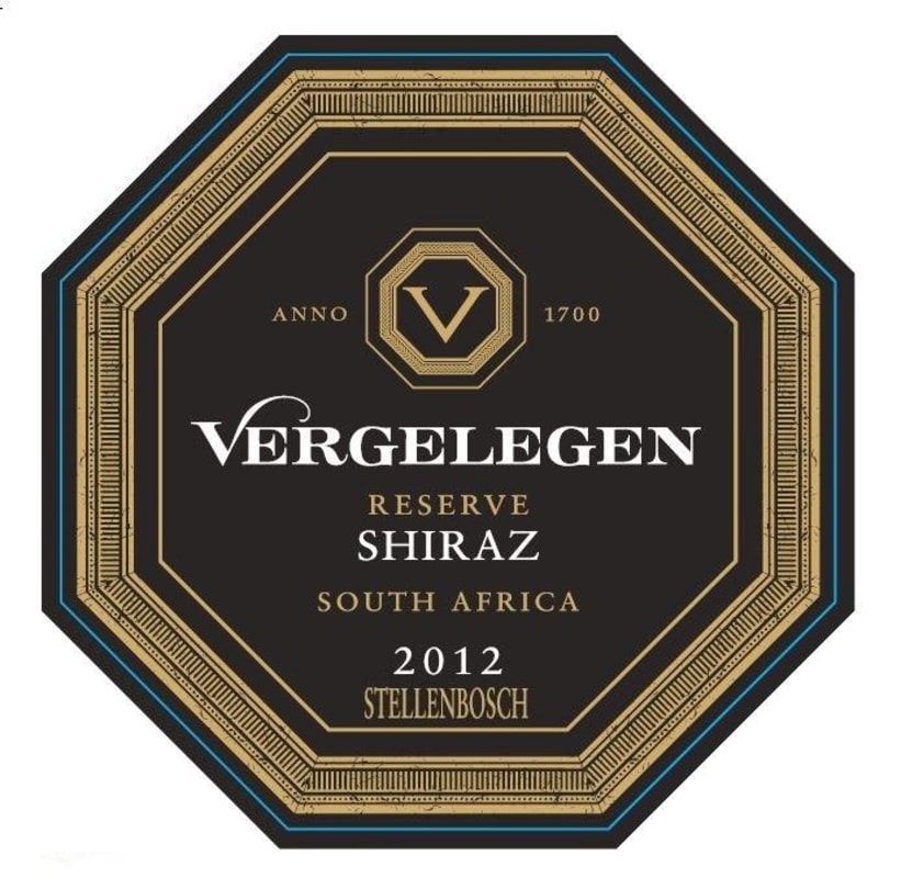 Vergelegen Reserve Shiraz 2012 Front Label