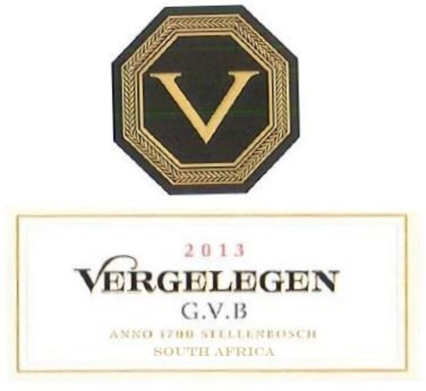 Vergelegen G.V.B White 2013 Front Label
