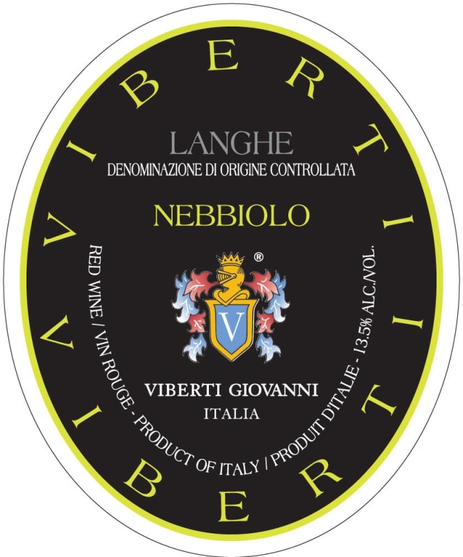 Viberti Langhe Nebbiolo 2012 Front Label