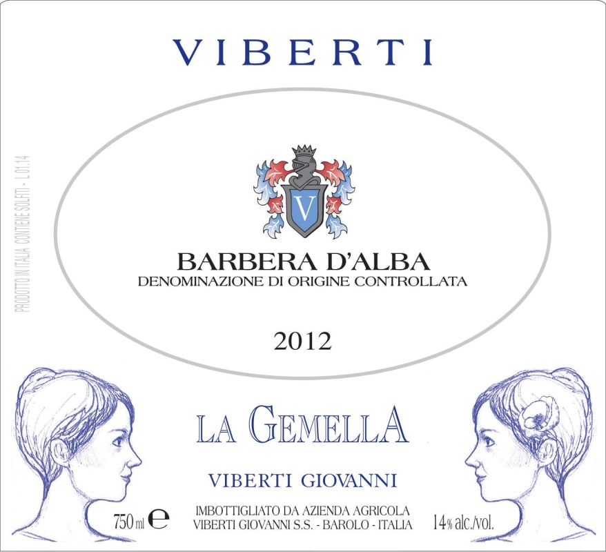 Viberti Barbera d'Alba La Gemella 2012 Front Label
