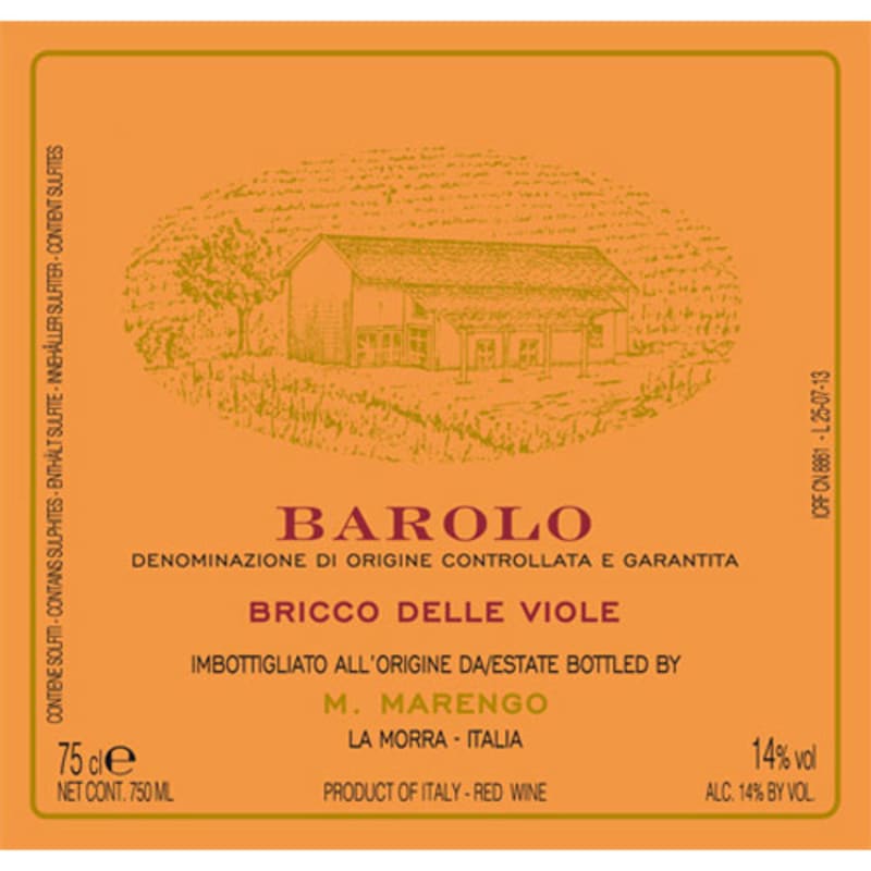 M. Marengo Barolo Bricco delle Viole 2012 Front Label