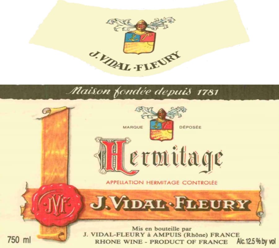 Vidal-Fleury Hermitage 1999 Front Label
