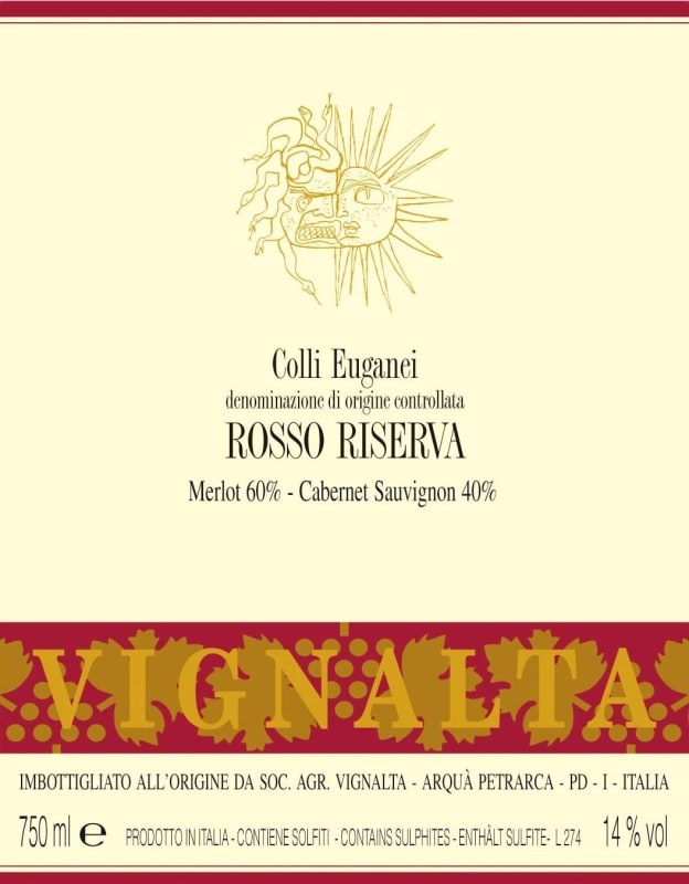 Vignalta Collo Euganei Rosso Riserva 2008 Front Label