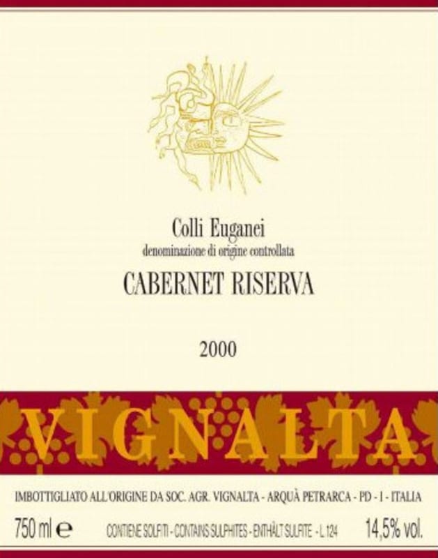 Vignalta Cabernet Riserva 2000 Front Label