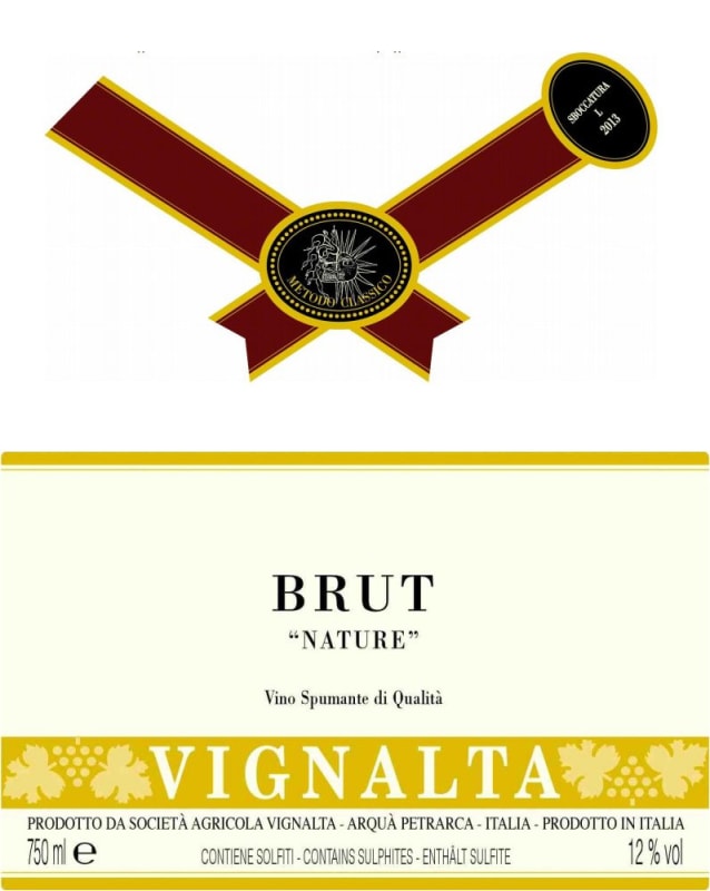 Vignalta Brut Nature 2013 Front Label