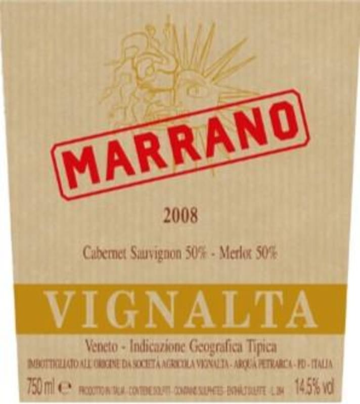 Vignalta Marrano Rosso 2008 Front Label