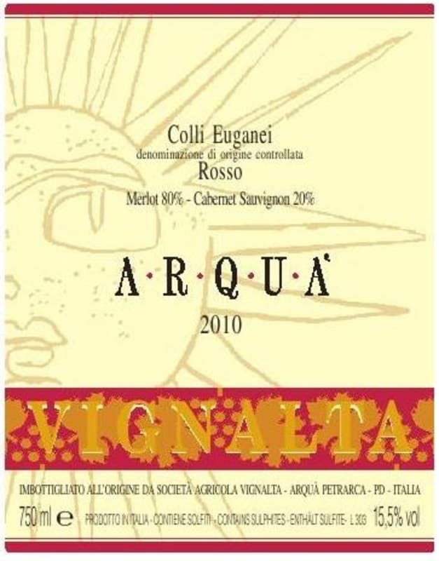 Vignalta Arqua Colli Euganei Rosso 2010 Front Label