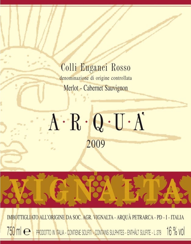 Vignalta Arqua Colli Euganei Rosso 2009 Front Label