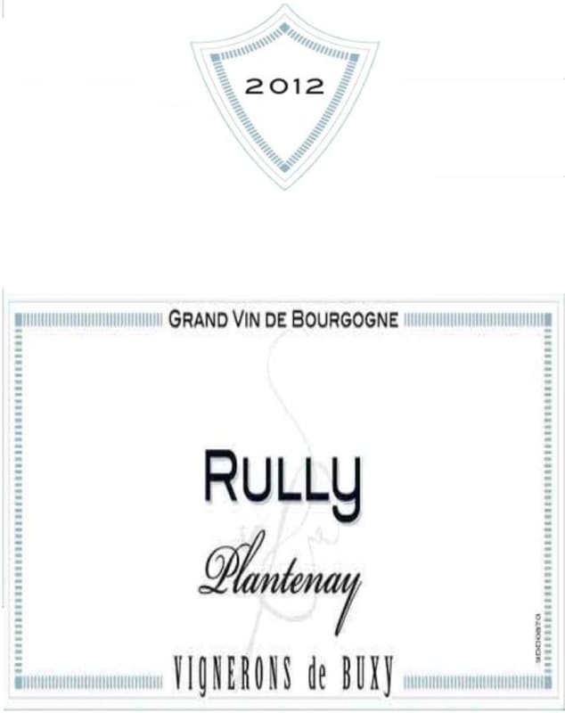 Vignerons de Buxy Rully Plantenay Blanc 2012 Front Label