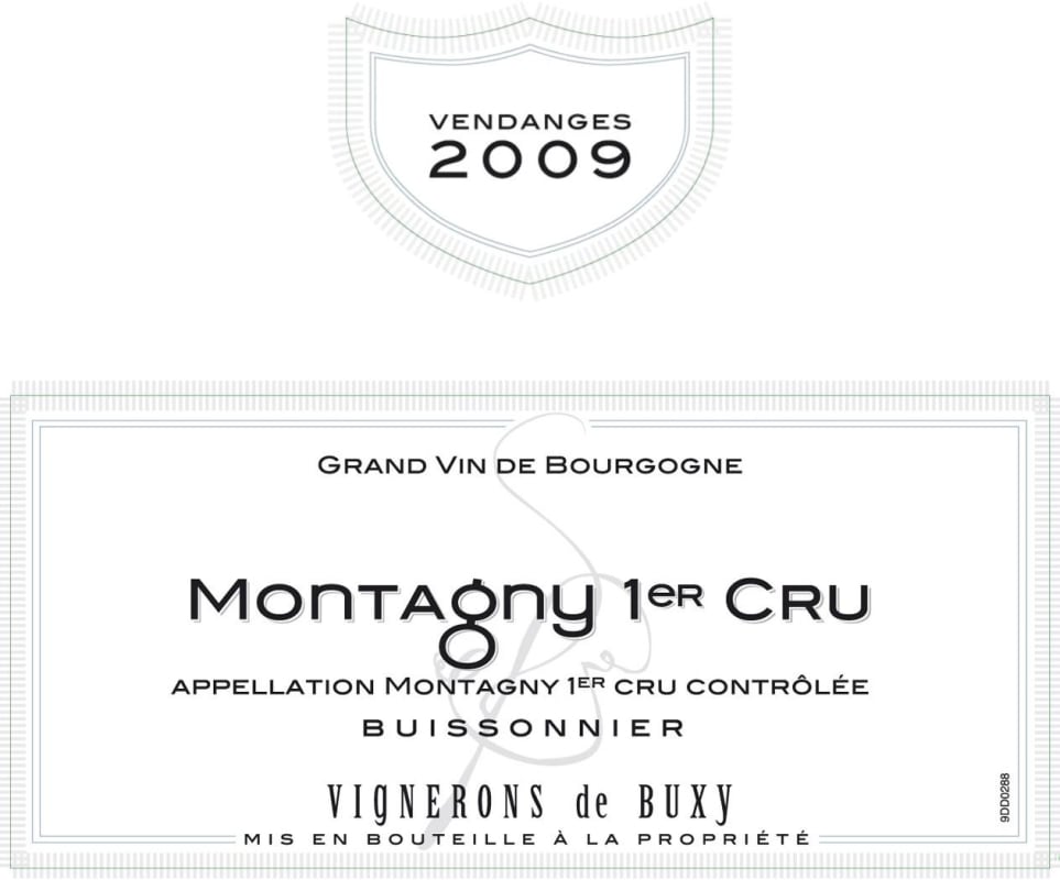 Vignerons de Buxy Montagny Buissonnier Blanc 2009 Front Label